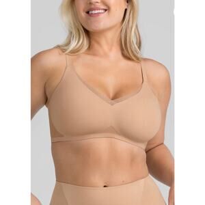 Honeylove Crossover Bra Tan Nude 1X XL Beige V-Neck Thin Straps Soft Comfortable